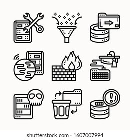 Data Management Line icons Pack vector