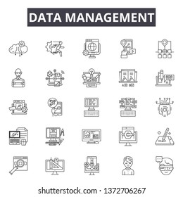 Data management line icons, signs, vector set, outline illustration concept 
