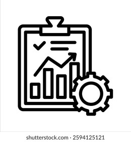 Data Management Line Vector Illustration On White Background.