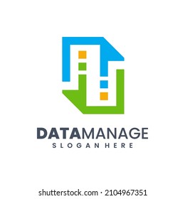 Data Management Logo Design Template Vector. Minimalist Logo Made In Linear Style