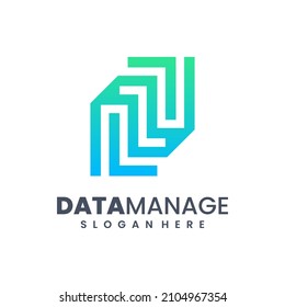 Data Management Logo Design Template Vector. Minimalist Logo Made In Linear Style