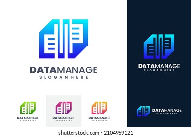 Data Management Logo Design Template Vector. Minimalist Logo Made In Linear Style