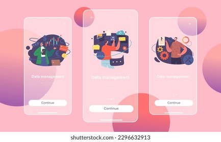 Data Management Mobile App Page Onboard Screen Template. Augmented Reality Business Technology, Workflow Automation