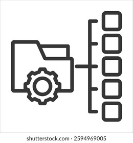 Data Management Outline Icon Vector Illustration