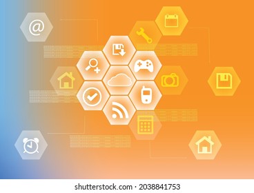 Data Management Platform (DMP) Concept. Business Man Suit Point Finger To Infographic Of Texts And Omni Channel Technology Icons With Globe Connect And Blue Building. Marketing And Crm Concept.