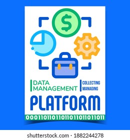 Werbebanner-Vektor für Datenmanagement-Plattform. Datenerhebung und -verwaltung von Software-Werbeplakaten. Konzept für die Technologie digitaler Automatisierungssysteme - Vorlagenfarben-Illustration