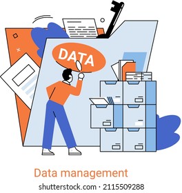 Administración de datos, centro de medios de privacidad, protección empresarial, almacenamiento racional de información, privacidad digital. Organización eficiente, rentable y segura de la recopilación, el almacenamiento y el uso de datos