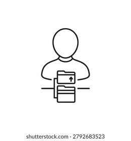 Data management and user file organization icon with management, organizing