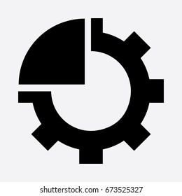 Data managment icon. Gear and chart icons.