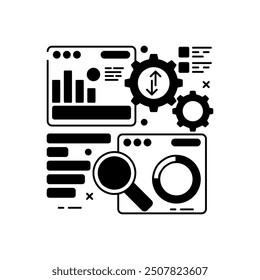Data Manipulation Glyph Icon, Vector illustration
