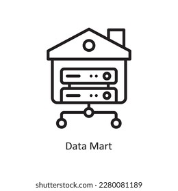 Data Mart Vector Outline Icon Design illustration. Data Symbol on White background EPS 10 File