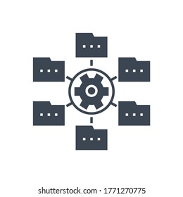 Data Menagement Related Vector Glyph Icon. Isolated on White Background. Vector Illustration.