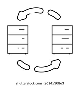 data migration analyst line icon vector. data migration analyst sign. isolated contour symbol black illustration