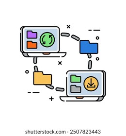 Data Migration Fill Color Icon, Vector illustration.