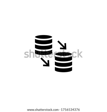 Data Migration glyph icon in black flat glyph, filled style isolated on white background
