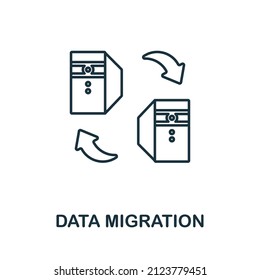 Data Migration icon. Line element from technology collection. Linear Data Migration icon sign for web design, infographics and more.