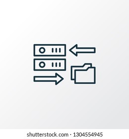 Data migration icon line symbol. Premium quality isolated file transfer element in trendy style.