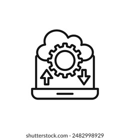 Icono de migración de datos logo signo Vector esquema