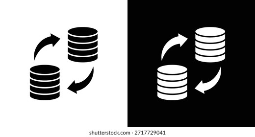 Datenmigration Symbole Silhouette Design. Schwarz-weißes Glyphensymbol.
