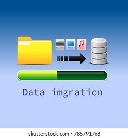 Data migration progress illustration.