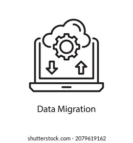 Data Migration Vector Outline Icon Design Illustration. Web And Mobile Application Symbol On White Background EPS 10 File