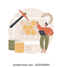 Data mining abstract concept vector illustration. Data examination, information mining, info warehouse sourcing, collecting technique, finding patterns, AI, machine learning abstract metaphor.