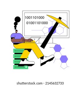 Data mining abstract concept vector illustration. Data examination, information mining, info warehouse sourcing, collecting technique, finding patterns, AI, machine learning abstract metaphor.