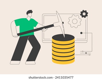 Data mining abstract concept vector illustration. Data examination, information mining, info warehouse sourcing, collecting technique, finding patterns, AI, machine learning abstract metaphor.