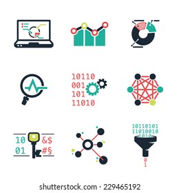Data mining and Analytic | Color icons set