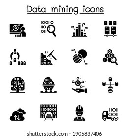 Data mining, big data, data warehouse icon set vector illustration graphic design