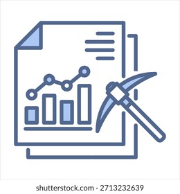 Ilustración vectorial de iconos azules de minería de datos