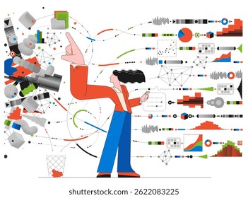 Интеллектуальный анализ, сбор и предварительная обработка данных. Концепция и фон вектора науки о данных и искусственного интеллекта.