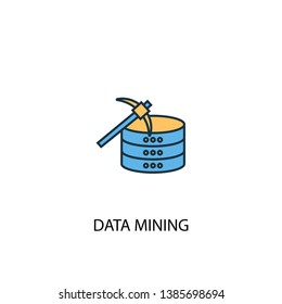 data mining concept 2 colored line icon. Simple yellow and blue element illustration. data mining concept outline symbol design