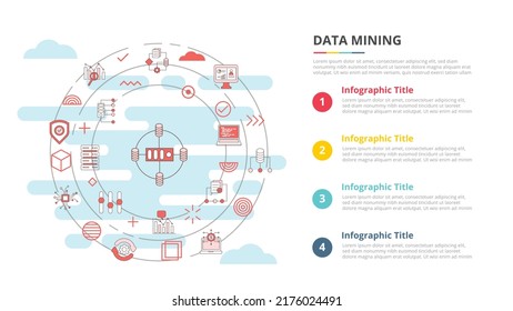 data mining concept for infographic template banner with four point list information