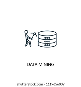 Data mining concept line icon. Simple element illustration. Data mining concept outline symbol design from Big data, database set. Can be used for web and mobile UI/UX