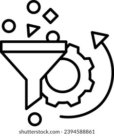 Data Mining filter Outline vector illustration icon