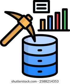 Data Mining Icon Lineal Color Vector Illustration