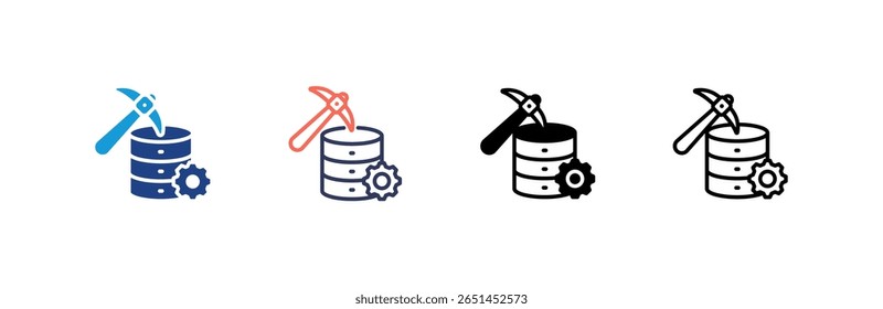 Data Mining icon set multiple style collection