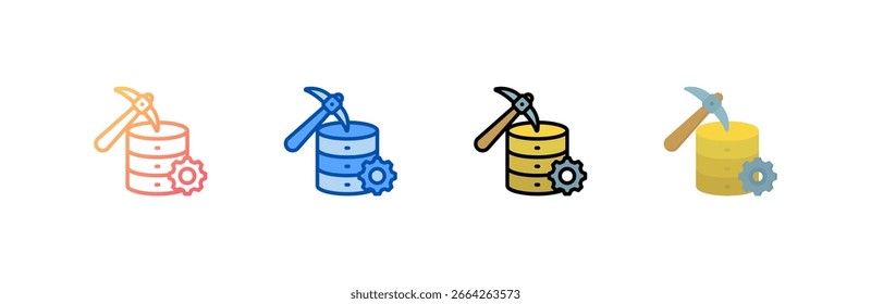 Data Mining icon set multiple style collection