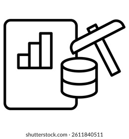 Data Mining icon Simple outline vector logo