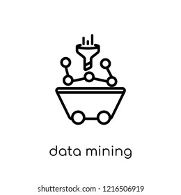 Data Mining icon. Trendy modern flat linear vector Data Mining icon on white background from thin line Technology collection, editable outline stroke vector illustration