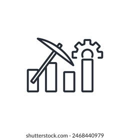 Icono de minería de datos. Vector.Trazo editable.Símbolo de estilo lineal para utilizar Diseño web,logotipo.Ilustración de símbolo.