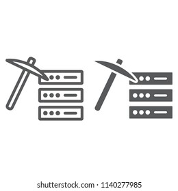 Data mining line and glyph icon, data and analytics, mining pick sign, vector graphics, a linear pattern on a white background, eps 10.