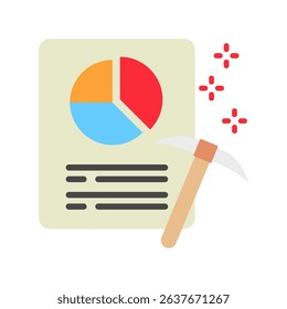 Data Mining mini illustration flat color icon, use for research and development, education, industry, UI, UX kit, app and web development, digital or print.