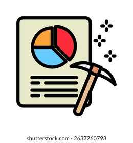 Data Mining mini illustration outline color icon, use for research and development, education, industry, UI, UX kit, app and web development, digital or print.