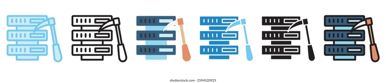 Data Mining multi style icon set. use for modern concept, print, UI, UX kit, web and app development. Vector EPS 10, related to artificial intelligence, technology theme.