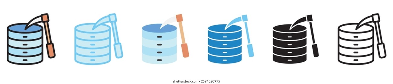 Data Mining multi style icon set. use for modern concept, print, UI, UX kit, web and app development. Vector EPS 10, related to artificial intelligence, technology theme.