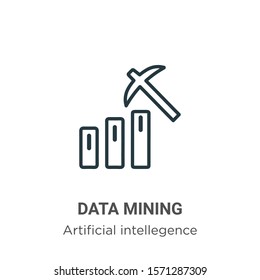 Data mining outline vector icon. Thin line black data mining icon, flat vector simple element illustration from editable artificial intellegence and future technology concept isolated on white 