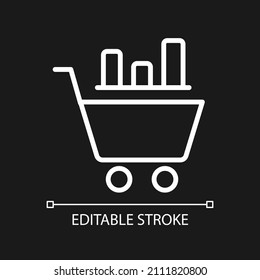 Data mining in retail industry white linear pixel perfect icon for dark theme. Thin line customizable illustration. Isolated vector contour symbol for night mode. Editable stroke. Arial font used