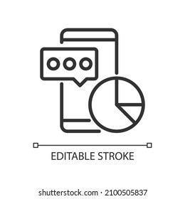 Data mining in social media linear pixel perfect icon. Personal information. Thin line customizable illustration. Contour symbol. Vector isolated outline drawing. Editable stroke. Arial font used
